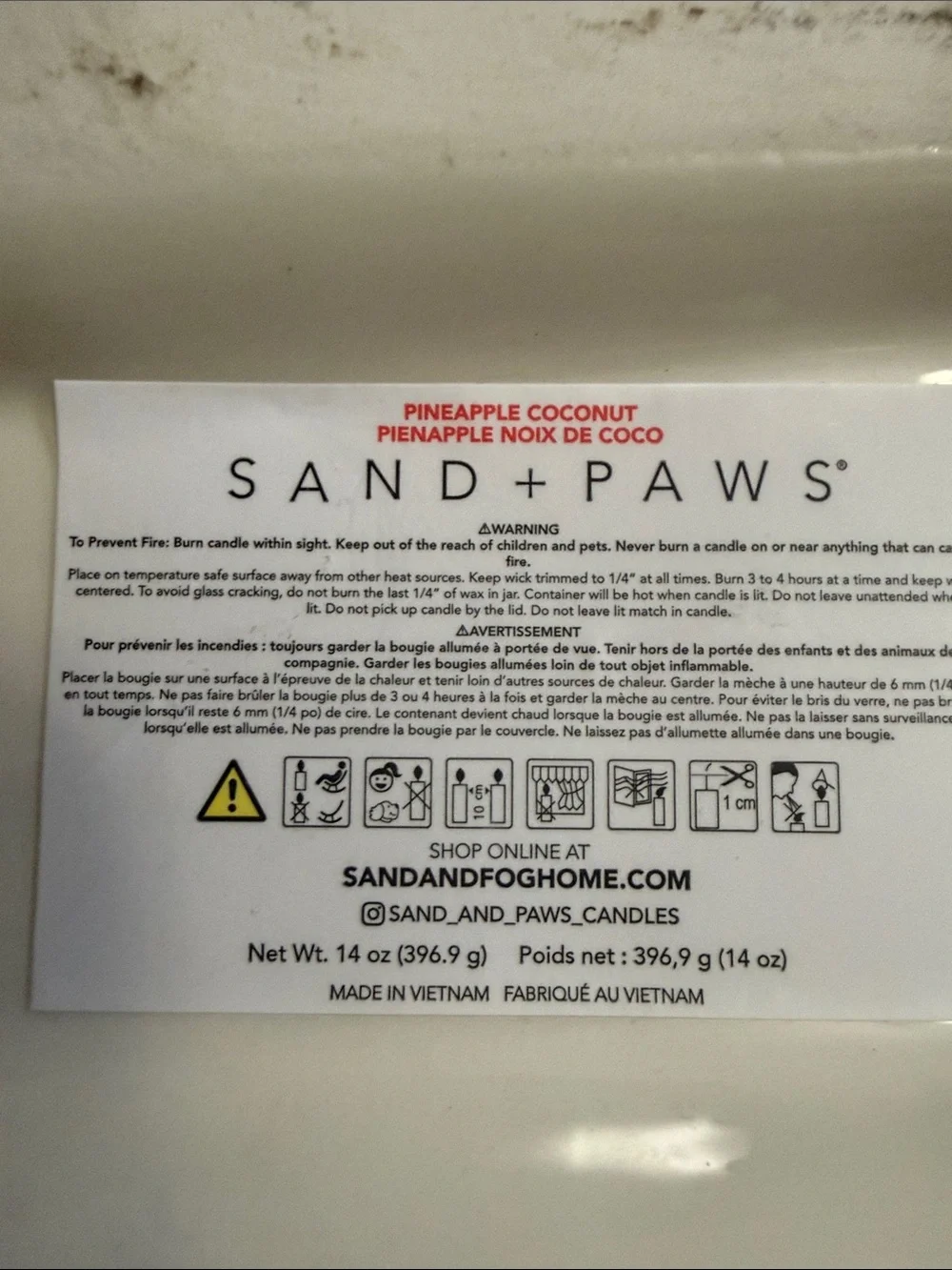 Sand+Paws White Ceramic Camper pineapple coconut candle NWT